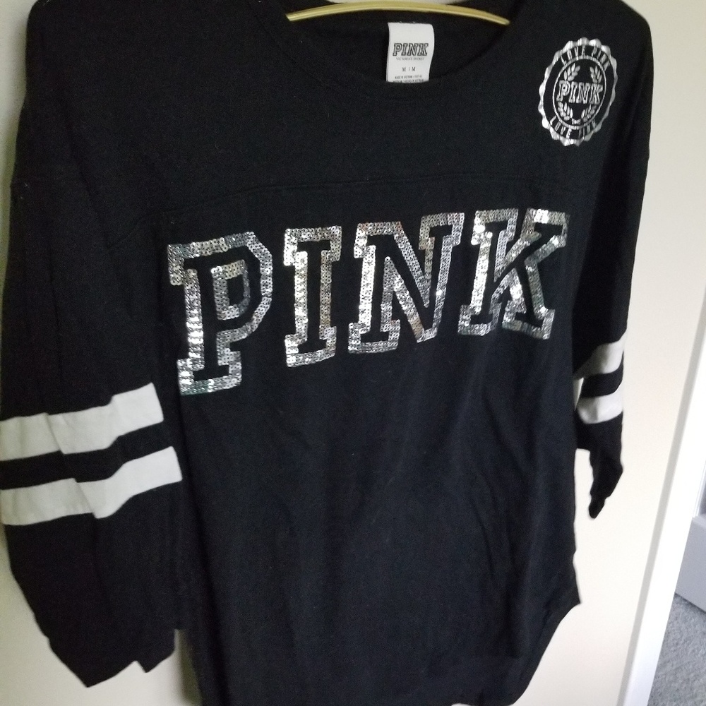 PINK bling raglan football shirt M